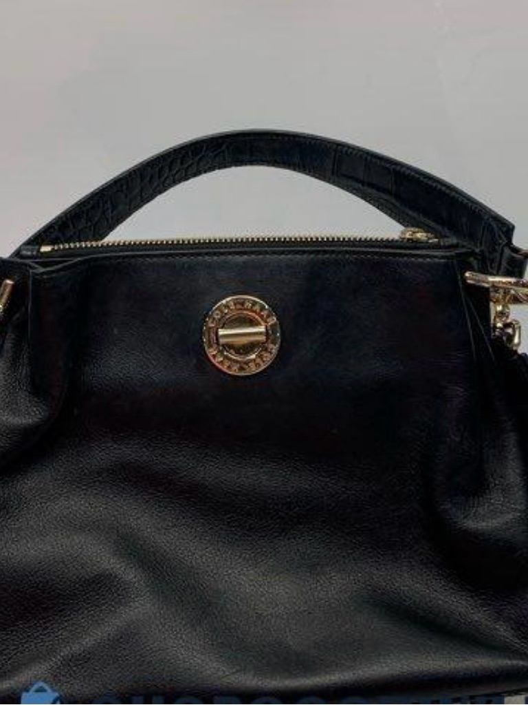 Cole Haanblack Leather Top-Handle Bag And Crossbody Strap